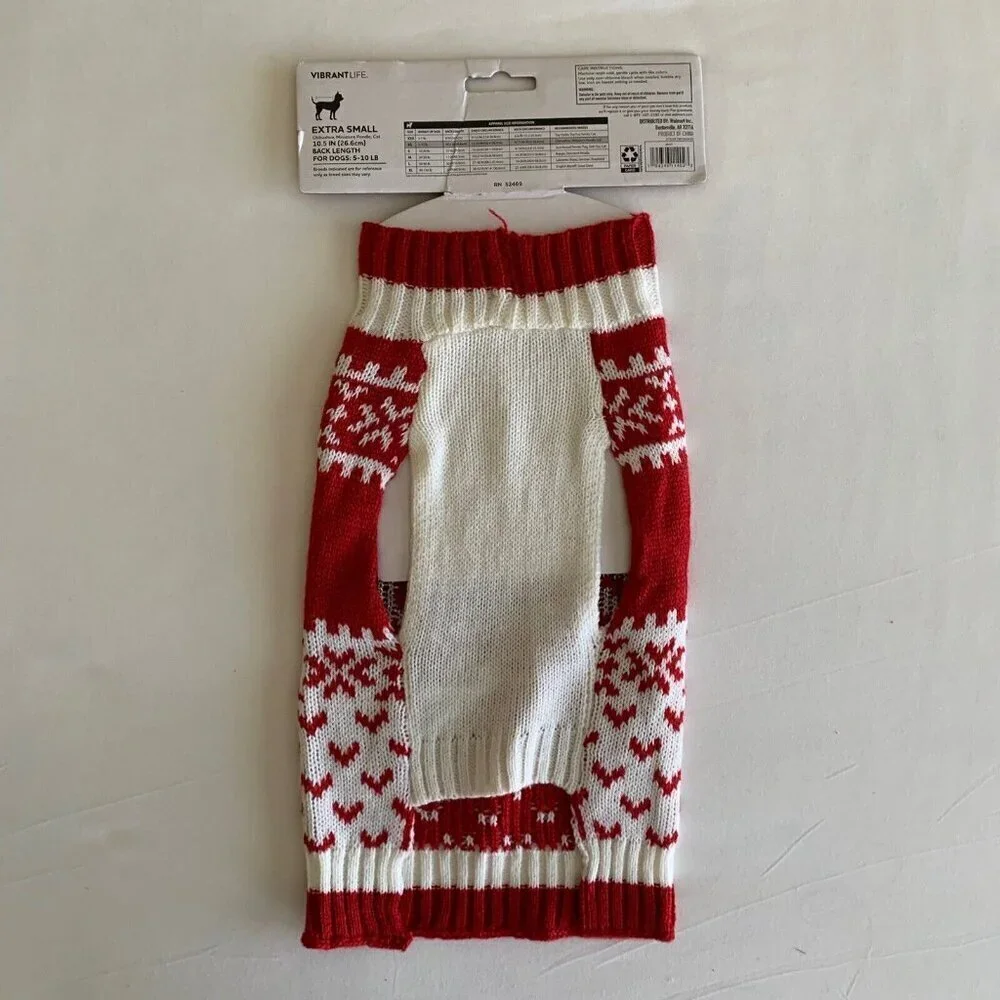 Vibrant Life Holiday Merry Bright Snowflakes Dog/Cat Sweater XS New